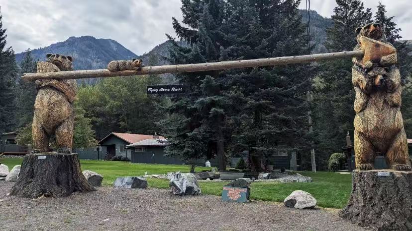 Giant Bear Carvings at Flying Arrow Resort, Joseph, Oregon