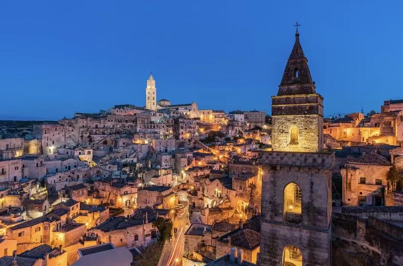 Night in Matera: Lights Illuminating Millennia-Old Caves