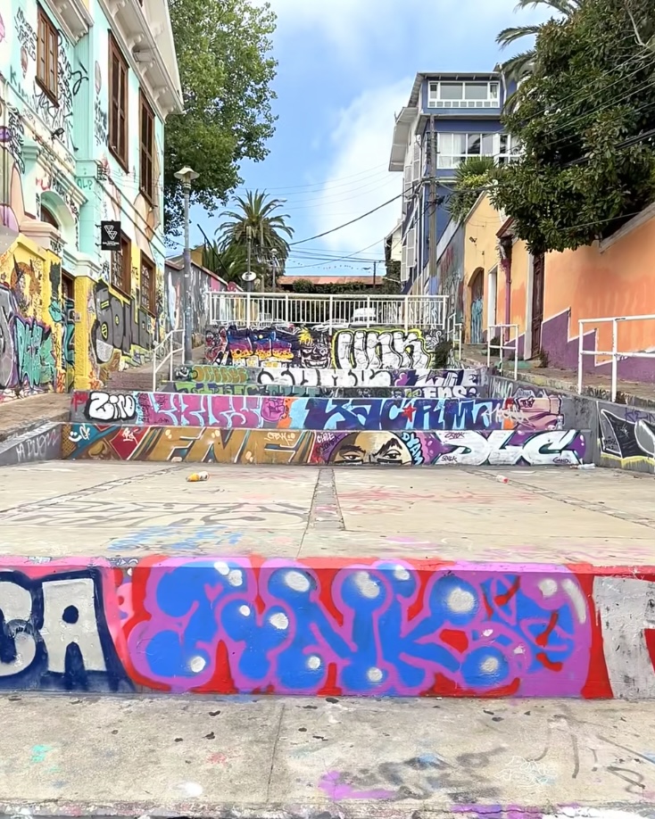 Valparaíso, Chile Graffiti Fantasy on City Stairs